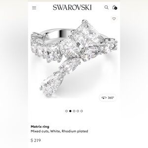 Swarovski White Crystal Matrix Ring - Rhodium